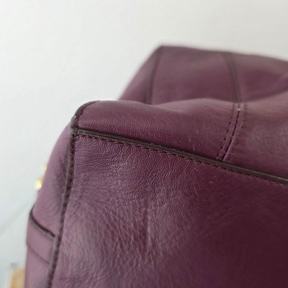 Coach Campbell Domed Satchel Plum Purple Leather‎ Handbag F25151 Gold Hardware - Picture 7 of 15